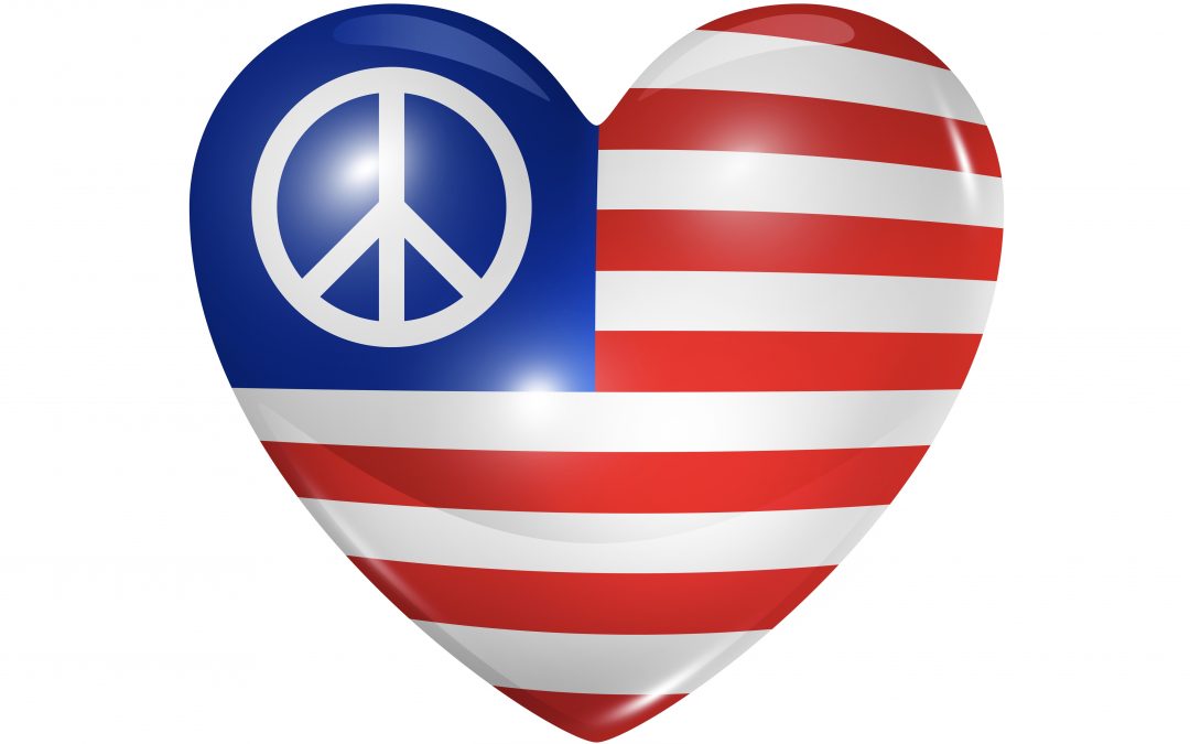 USA peace love symbol